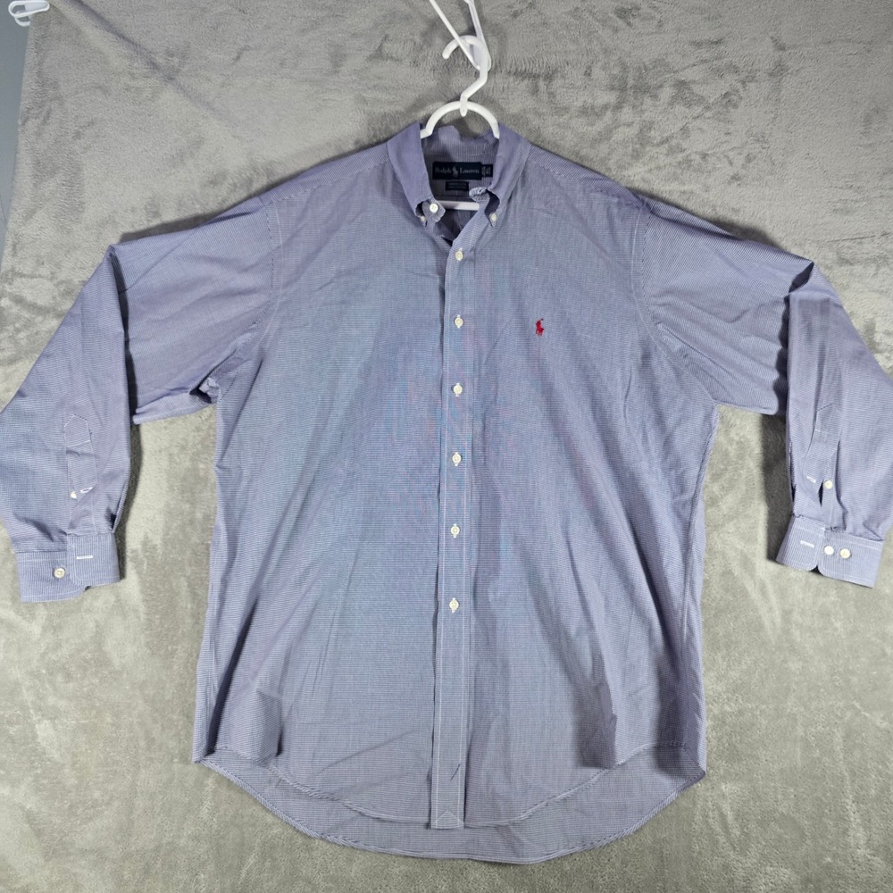 Ralph‎ Lauren Yarmouth Button Down Gingham Check Long Sleeve Shirt 16.5 - 32/33